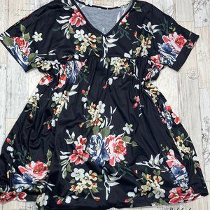 Black Floral Babydoll Dress  Size 2XLarge